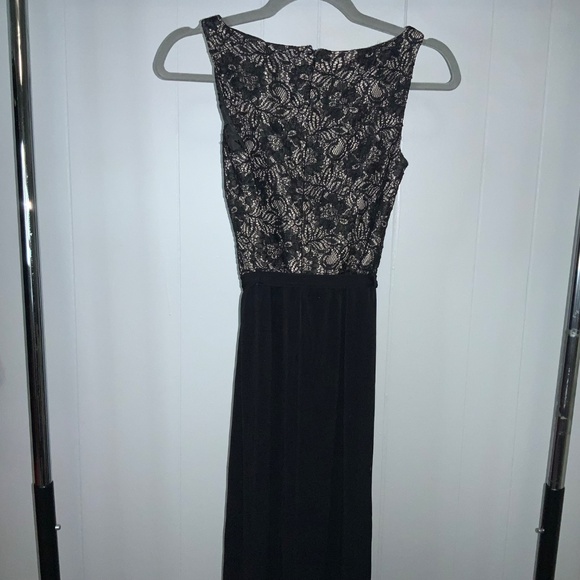 Calvin Klein lace bodice sleeveless jumpsuit Sz 2 slinky black pants tie sash - Picture 4 of 8
